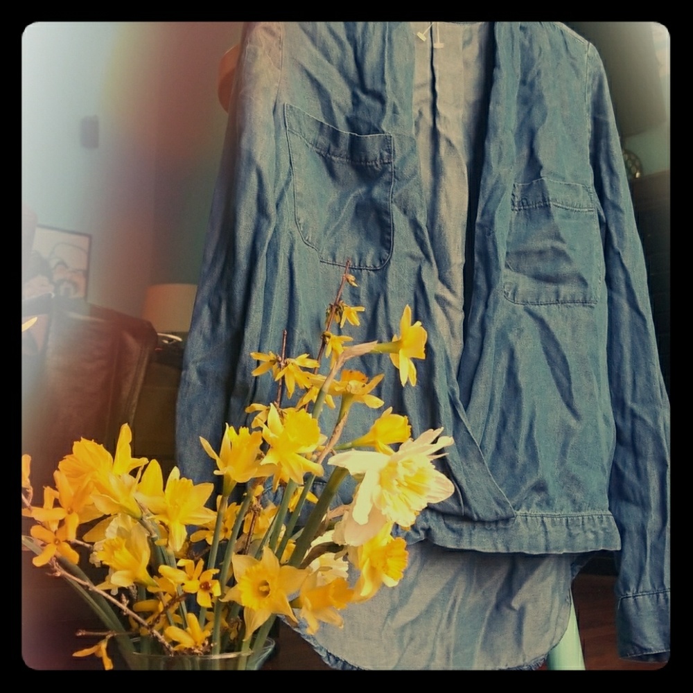 Really cool pull over / v neck jean-like top